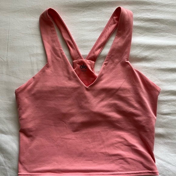 Alo Yoga Airbrush Real Bra Tank in Strawberry Lemonade - L - Picture 2 of 6